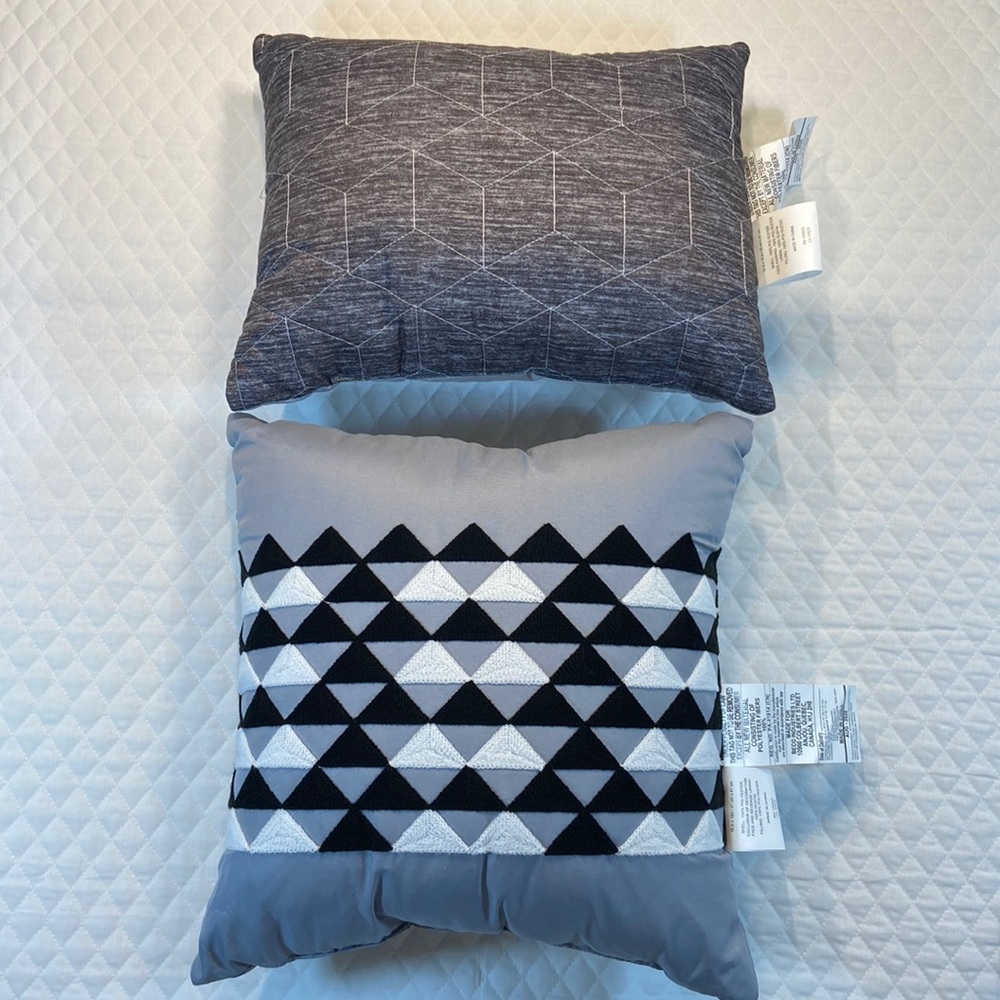 2 Throw Pillows. Gray, White & Black. Never Used.